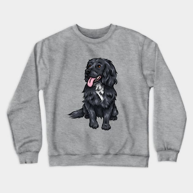 Cute Black Cocker Spaniel Dog Crewneck Sweatshirt by Shirin Illustration